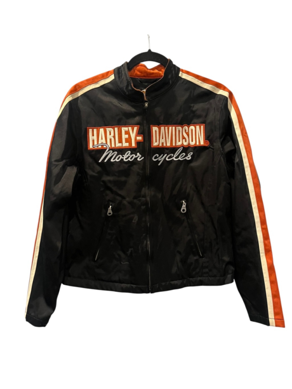 Vintage Harley Davidson Cafe Racer Motorcycle Riding Jacket Y2K Embroidered Med